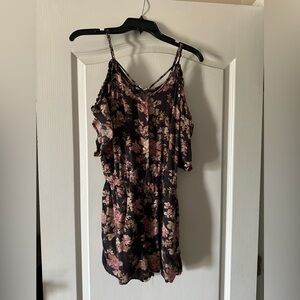American Eagle Outfitters Black and Pink Floral Romper.